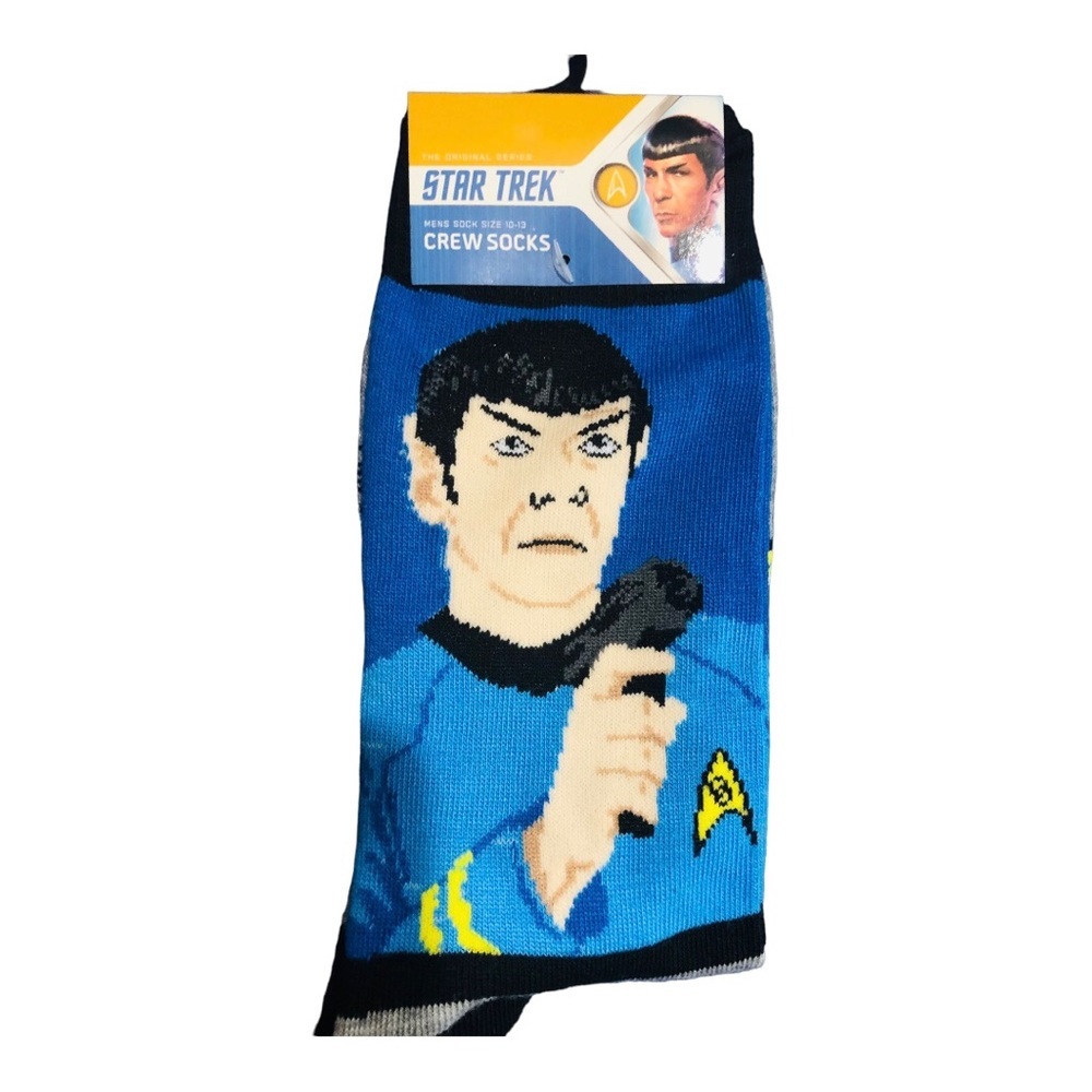 Star Trek Spock gray blue‎ crew socks new -1 pair
